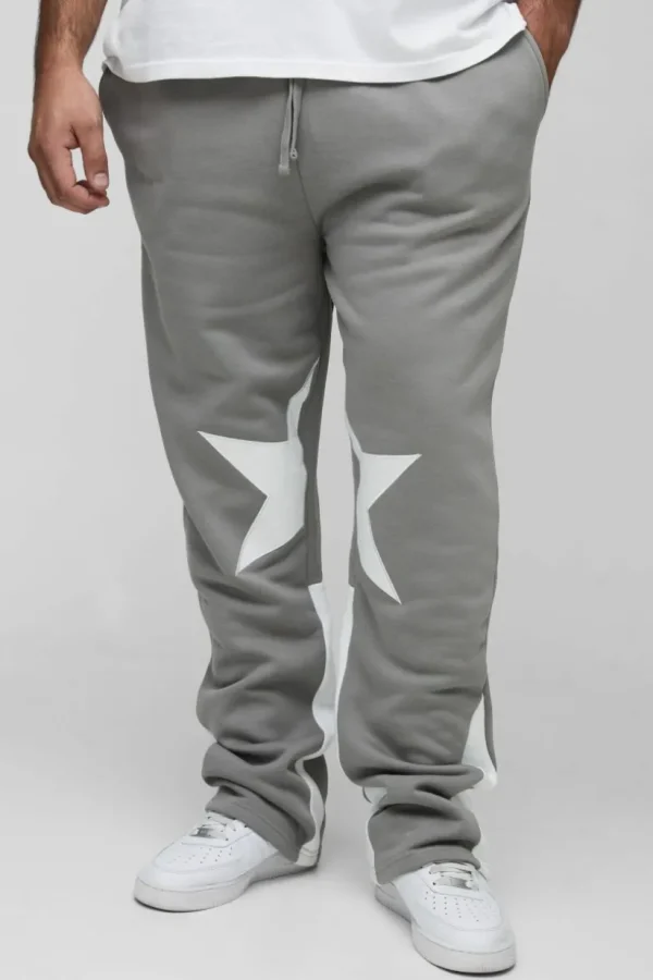 boohooMAN Plus Applique Slim Star Gusset Jogger | Joggers