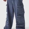 boohooMAN Plus Baggy Fit Washed Multi Pocket Cargo Jeans | Denim | Going Out Denim