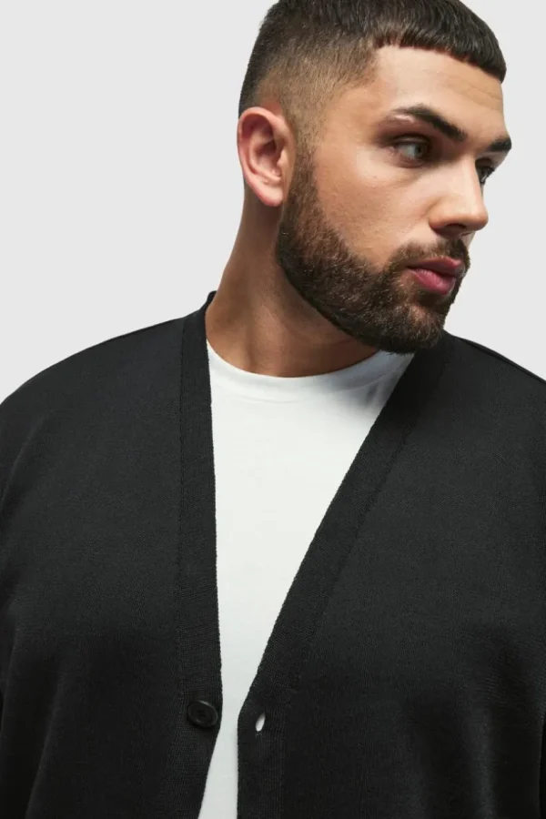 boohooMAN Plus Basic Regular Fit Cardigan in | Knitwear | Going Out Knitwear