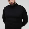 boohooMAN Plus Basic Regular Fit Roll Neck Jumper in | Knitwear | Going Out Knitwear