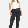 boohoo Plus Basics High Waisted Ripped Mom Jeans | Women Shirts | Foundation