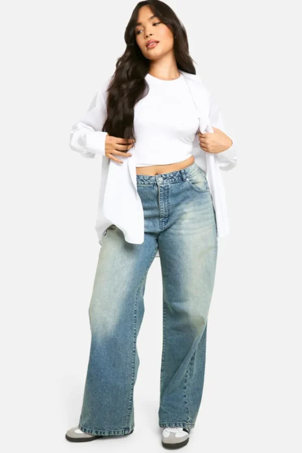 boohoo Plus Basics High Waisted Boyfriend Jeans | Women Shirts | Foundation