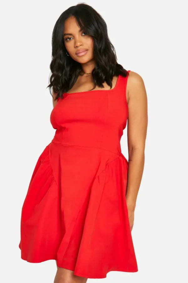 boohoo Plus Bengaline Bow Back Skater Dress | Women Shirts | Foundation