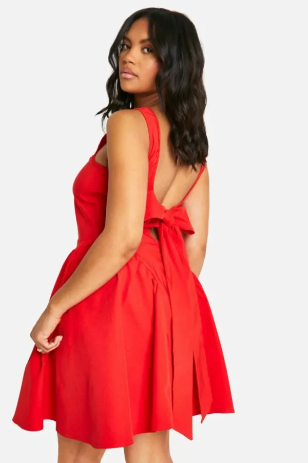 boohoo Plus Bengaline Bow Back Skater Dress | Women Shirts | Foundation