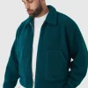 boohooMAN Plus Borg Harrington Jacket In | Man | Coats & Jackets