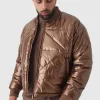 boohooMAN Plus Boxy Metallic Abstract Quilted Bomber Jacket In | Man | Coats & Jackets