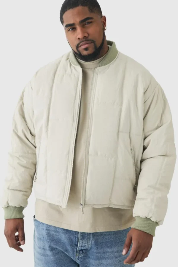 boohooMAN Plus Boxy Quilted Bomber Jacket In | Coats & Jackets