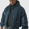 boohooMAN Plus Boxy Washed Padded Hooded Bomber Jacket In | Man | Coats & Jackets