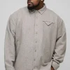 boohooMAN Plus Brushed Herringbone Pocket Detail Overshirt | Going Out | Shirts