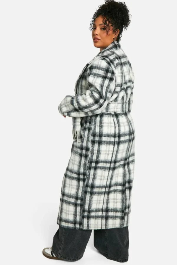 boohoo Plus Check Oversized Wool Look Coat | Women Shirts | Foundation