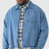 boohooMAN Plus Classic Denim Harrington Jacket | Man | Coats & Jackets