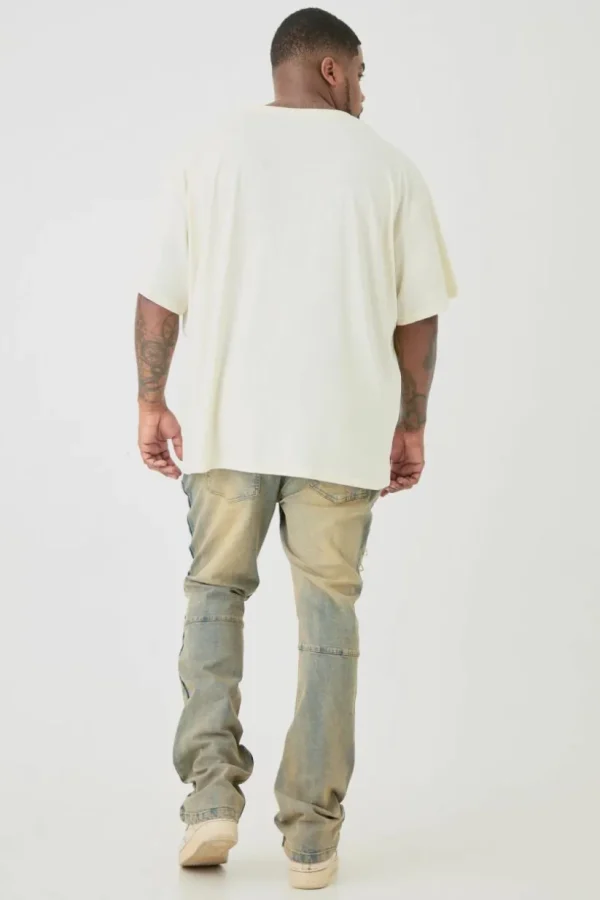 boohooMAN Plus Distressed Stretch Skinny Flared Jeans | Jeans