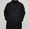 boohooMAN Plus Double Breasted Wool Look Overcoat in | Going Out Jackets | Going Out