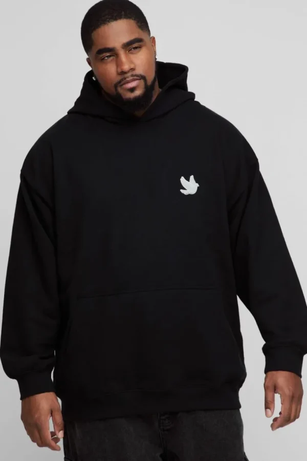 boohooMAN Plus Dove Embroidered Hoodie | Hoodies & Sweats