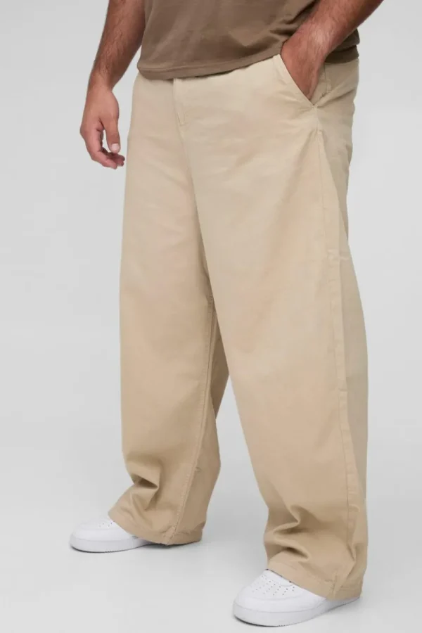 boohooMAN Plus Drawcord Relaxed Fit Chino | Trousers