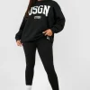 boohoo Plus Dsgn Studio Slogan Legging Tracksuit | Women Shirts | Foundation