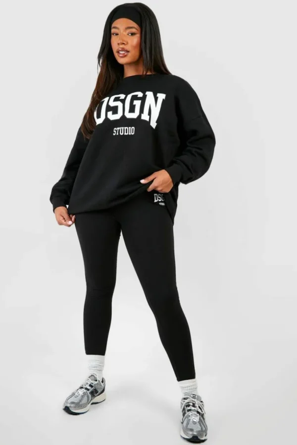 boohoo Plus Dsgn Studio Slogan Legging Tracksuit | Women Shirts | Foundation