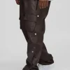 boohooMAN Plus Elasticated Waist Slim Flare Stacked Cargo Trousers | Trousers