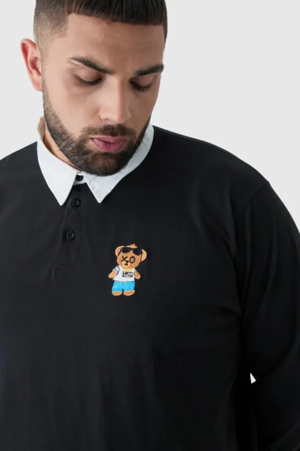 boohooMAN Plus Embroidered Rugby Polo | Shirts | Going Out Shirts