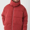 boohooMAN Plus Extended Funnel Neck Hooded Puffer Jacket In | Coats & Jackets