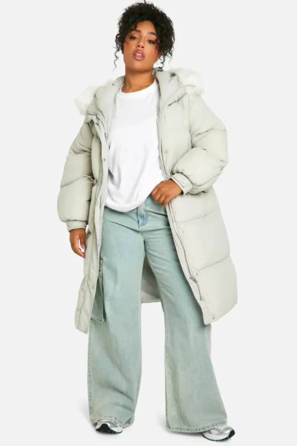 boohoo Plus Faux Fur Hood Padded Parka | Women Shirts | Foundation