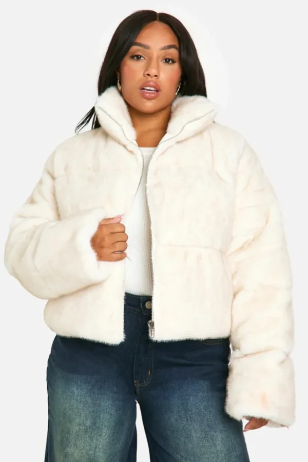 boohoo Plus Faux Fur Puffer Jacket | Women Shirts | Foundation