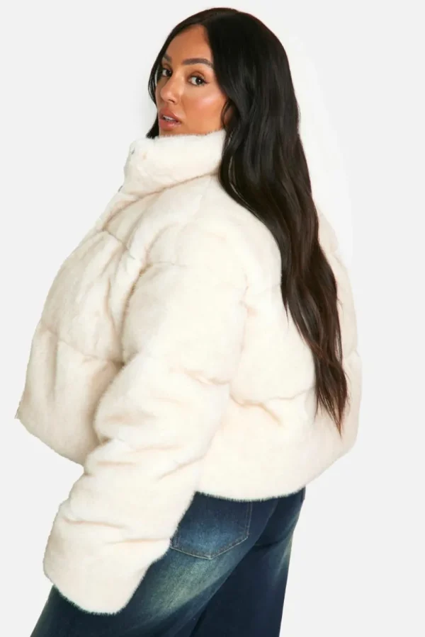 boohoo Plus Faux Fur Puffer Jacket | Women Shirts | Foundation