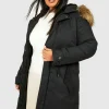 boohoo Plus Faux Fur Trim Parka Coat | Women Shirts | Foundation