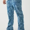 boohooMAN Plus Floral Jacquard Multi Cargo Flared Jeans | Denim | Going Out Denim