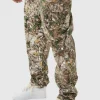 boohooMAN Plus Forest Camo Slim Stacked Multi Cargo Trouser | Trousers