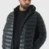 boohooMAN Plus High Shine Hooded Puffer Jacket In | Man | Coats & Jackets