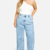 boohoo Plus High Waist Bum Shaper Wide Leg Jean | Women Shirts | Foundation