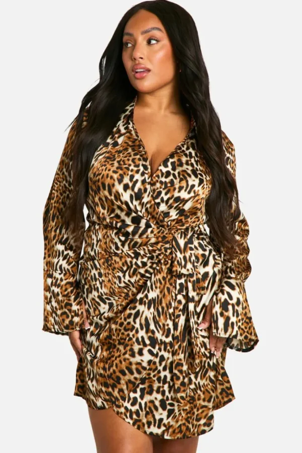 boohoo Plus Print Wrap Shirt Dress | Women Shirts | Foundation