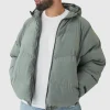 boohooMAN Plus Man Regular Fit Hooded Puffer Coat In | Coats & Jackets