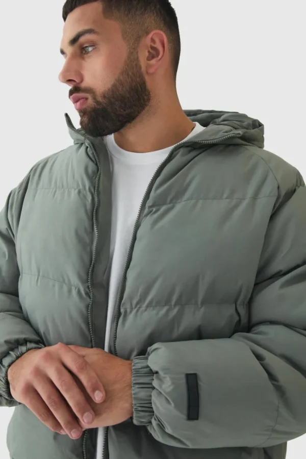 boohooMAN Plus Man Regular Fit Hooded Puffer Coat In | Coats & Jackets