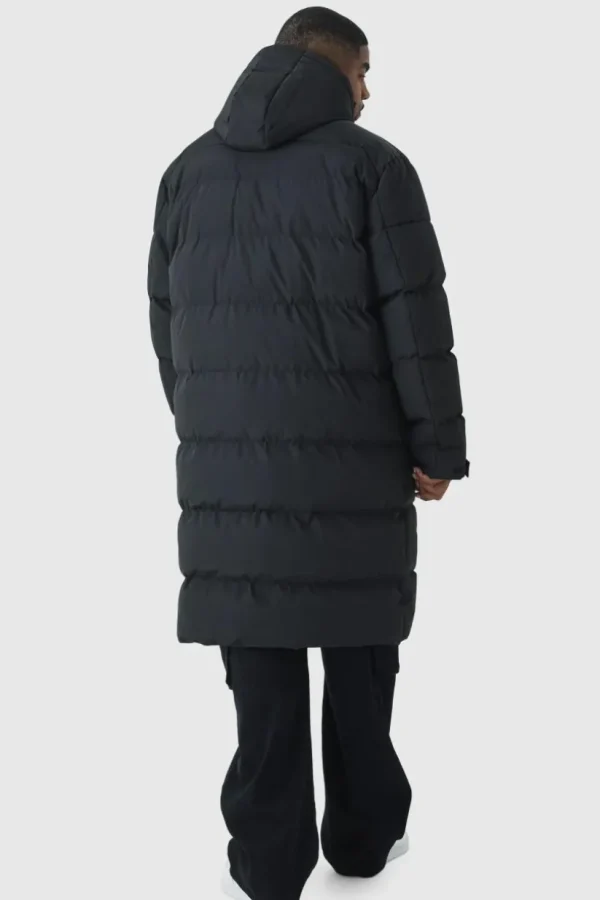 boohooMAN Plus Mid Length Hooded Puffer Jacket In | Man