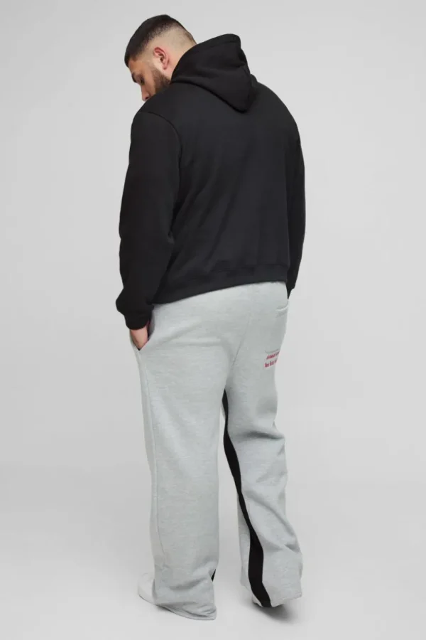 boohooMAN Plus Official Embroidery Relaxed Flare Jogger | Joggers