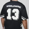 boohooMAN Plus Official Oversized Mesh Football T-shirt | T-Shirts