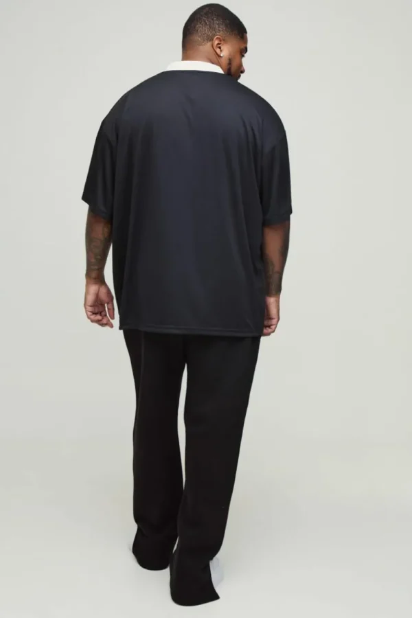 boohooMAN Plus Oversized V Neck Mesh T-shirt | T-Shirts