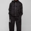 boohooMAN Plus Oversized Boxy Graffiti Hooded Wide Leg Tracksuit | Tracksuits