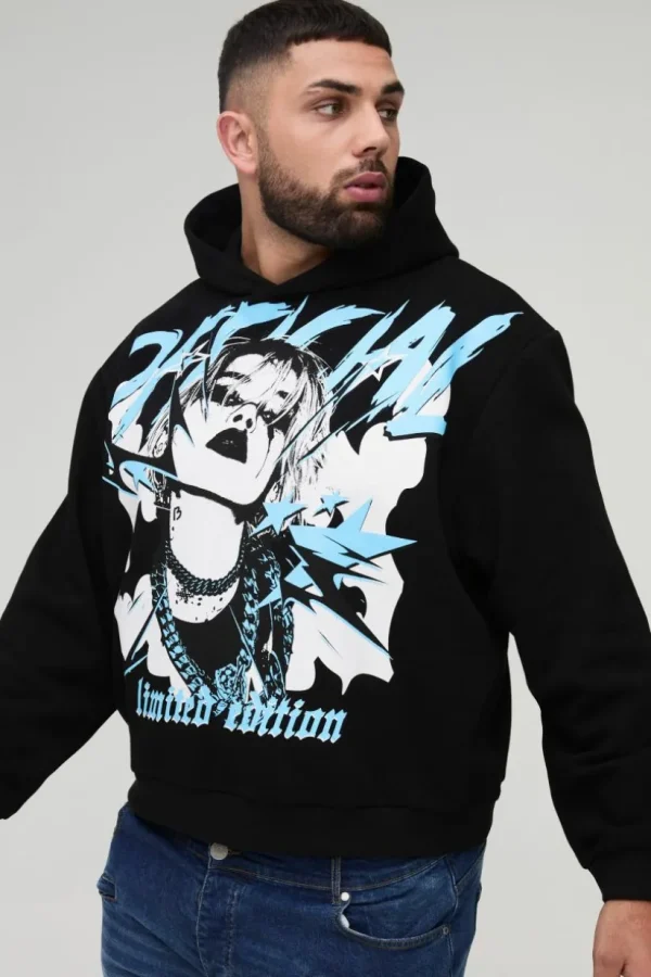 boohooMAN Plus Oversized Boxy Official Tour Large Scale Print Hoodie | Hoodies & Sweats