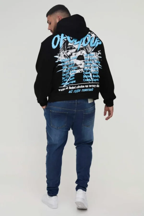 boohooMAN Plus Oversized Boxy Official Tour Large Scale Print Hoodie | Hoodies & Sweats