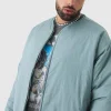 boohooMAN Plus Oversized Collarless Padded Bomber Jacket In | Man | Coats & Jackets