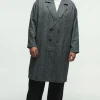 boohooMAN Plus Oversized Drop Shoulder Herringbone Overcoat In | Man | Coats & Jackets