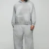 boohooMAN Plus Oversized Embroidered Spray Wash Wide Fit Boxer Jogger Tracksuit | Tracksuits