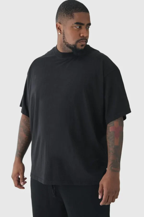 boohooMAN Plus Oversized Extended Neck Basic T-Shirt | T-Shirts