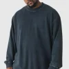 boohooMAN Plus Oversized Extended Neck Acid Wash Sweatshirt | Hoodies & Sweats | T-Shirts