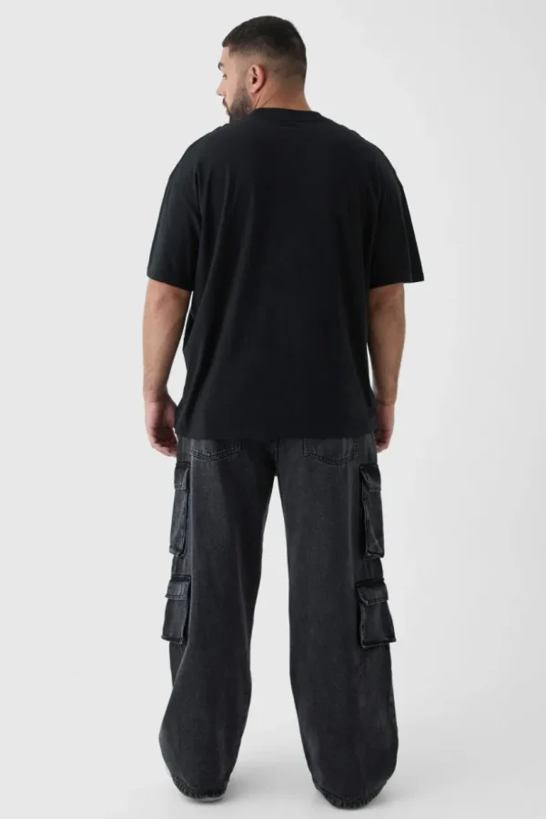 boohooMAN Plus Oversized Extended Neck Limited Edition Print T-Shirt | T-Shirts