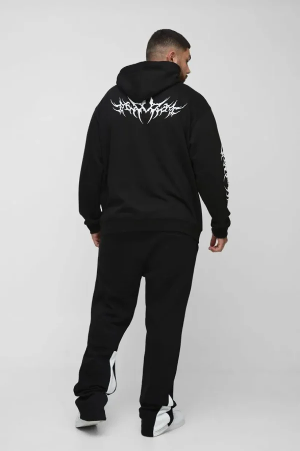 boohooMAN Plus Oversized Gothic Print Hoodie | Hoodies & Sweats