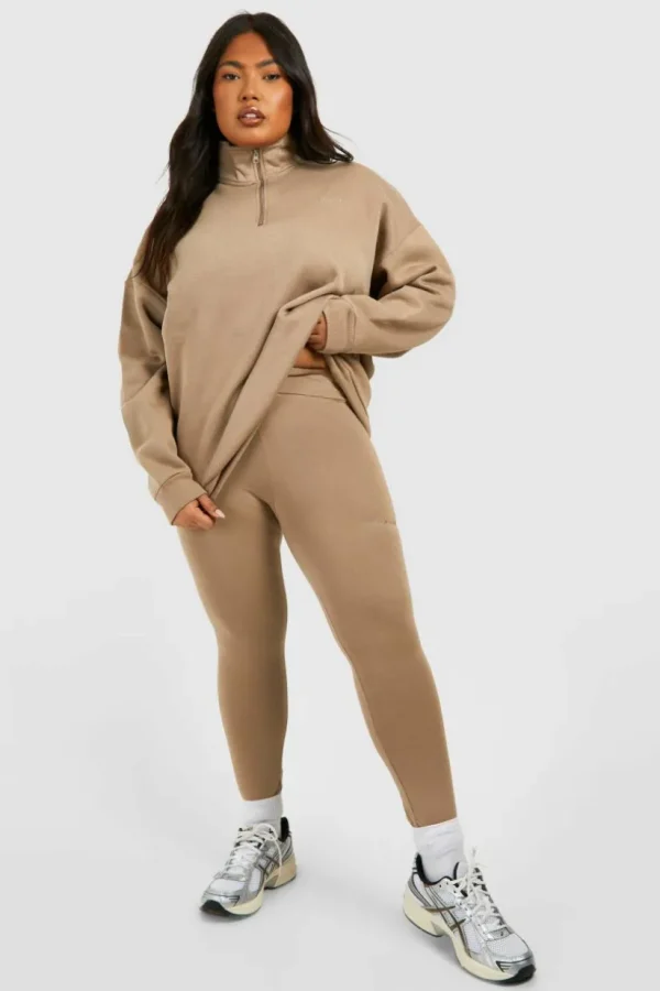 boohoo Plus Oversized Half Zip And Legging Set | Women Shirts | Foundation